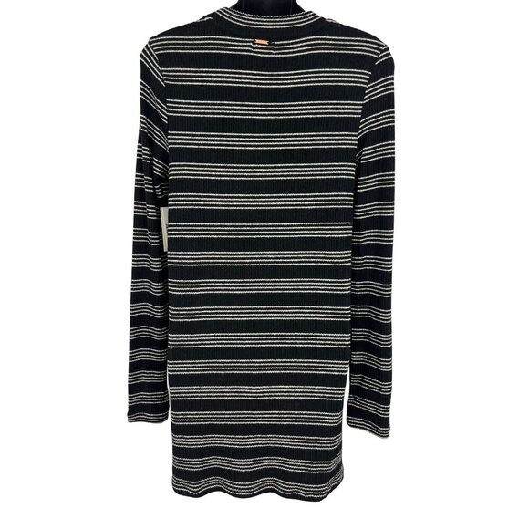 Volcom Stripe Dress Size Small S Long Sleeve Crew Neck Black White Stripe New - Picture 6 of 10